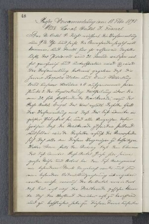 Grosse Versammlung am 18 Febr. 1898. Club Local Onkel J. Franzl.