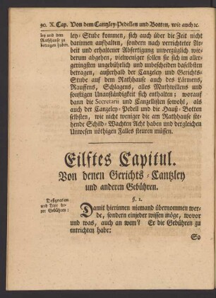 Eilftes Capitul. Von denen Gerichts-Cantzley und anderen Gebühren