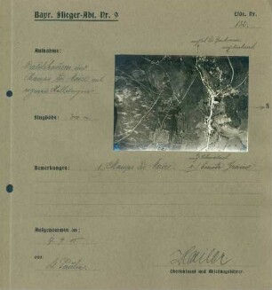 Foto eigener Stellungen bei Diedolshausen (Le Bonhomme) und Champs du Maire (Luftbild)