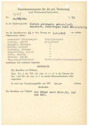 Albinger, Ulrich