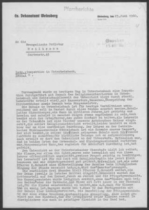 Unterheimbach mit Geddelsbach: Inspektionsbericht 1960