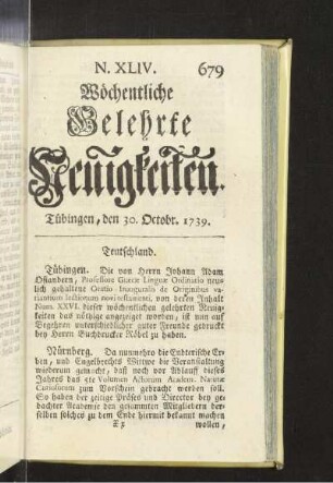 XLIV. (30. Octobr. 1739)