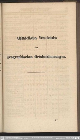 Alphabetisches Verzeichniss der geographischen Ortsbestimmungen