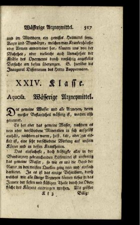XXIV. Klasse. Aquosa. Wässerige Arzneymittel.