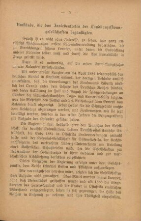 Umstände, die das Inslebentreten der Landkonzessionsgesellschften begünstigen