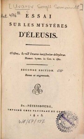 Essai sur les mystères d'Éleusis