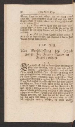 Cap. XIII. Von Verschliessung des Rauch-Fangs oder Feuer-Mauer in Feuers-Gefahr.