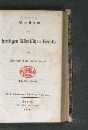Bd. 5: System des heutigen Römischen Rechts