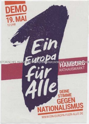 Flyer zu einer bundesweiten Demonstration gegen Nationalismus im Vorfeld der Europawahlen
