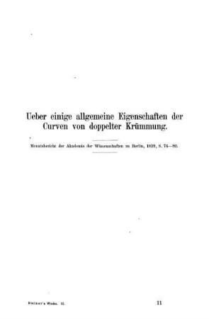 Ueber einige allgemeine Eigenschaften der Curven von doppelter Krümmung.