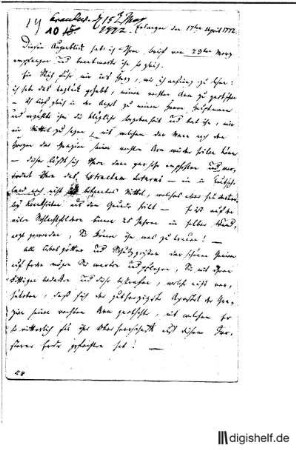 10: Brief von Wilhelm Heinse an Johann Wilhelm Ludwig Gleim