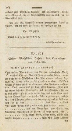 Brief Seiner Königlichen Hoheit, des Kronprinzen von Schweden.