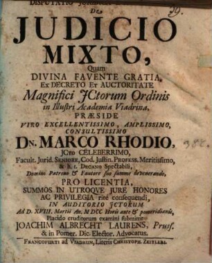 Disp. iur. inaug. de iudicio mixto
