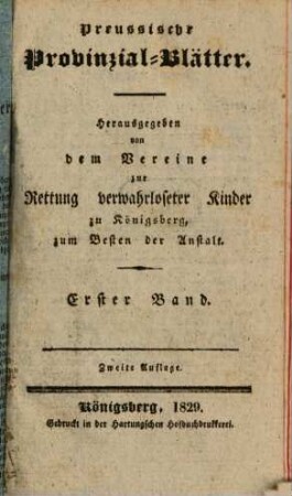 Preußische Provinzial-Blätter. 1. 1829