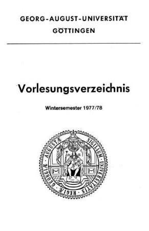 WS 1977/78: Vorlesungsverzeichnis