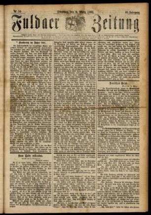 Ausgabe vom Dienstag, den 08. März 1892.