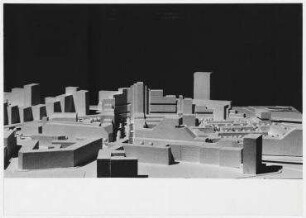Städtebauliche Baumassenstudie Courbièrestraße (nicht realisiert) – Modellansicht. Berlin-Schöneberg, Courbièrestraße 14-18, Kurfürstenstraße 124a-125