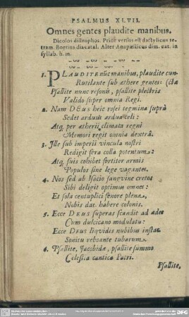 Psalmus XLVII. Omnes gentes plaudite manibus