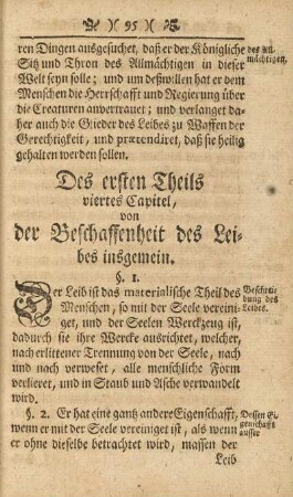 Des ersten Theils viertes Capitel, von der Beschaffenheit des Leibes insgemein