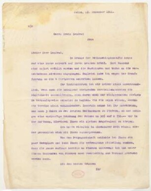 Brief an Erwin Lendvai : 17.12.1921
