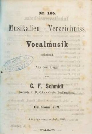 Catalog. 105. 1868