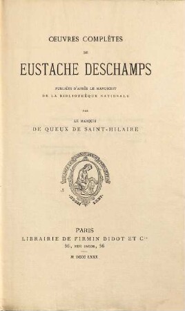 Oeuvres complètes Oeuvres complètes de Eustache Deschamps. 2