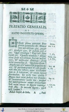 Praefatio Generalis, et Ratio Instituti Operis