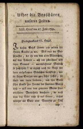 XIII. Stück den 27 Julii 1782