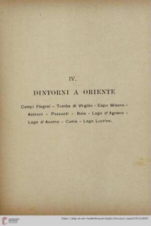 IV. Dintorni a oriente