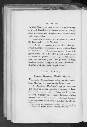 Cap. XXVII. Ioannes Martinus Mueller Rector.