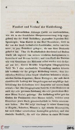 I. Fundort und Verlauf der Entdeckung