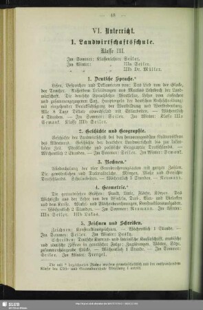 VI. Unterricht
