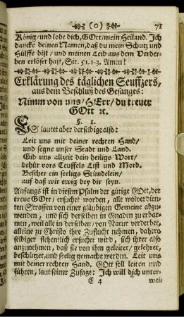 Erklärung des täglichen Seuffzers, aus dem Beschluß des Gesanges: Nimm von uns / Herr / du treuer Gott ...