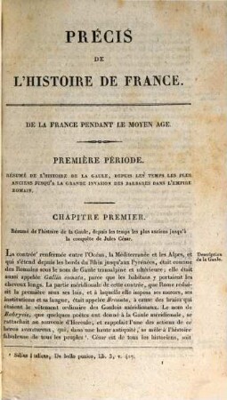 Précis de l'histoire de France : jusqu'à la révolution de 89, 1. moyen âge