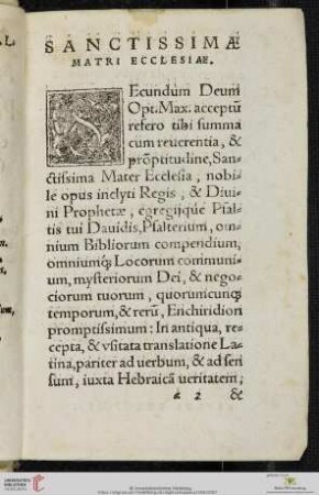 Sanctissimæ Matri Ecclesiæ