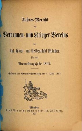 Jahresbericht : für das Vereinsjahr .... 1892 (1893)