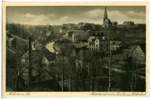 Mohorn. Mitteldorf mit Kirche und Schule