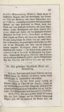 IV. Die gefürstete Grafschaft Tyrol mit Vorarlberg