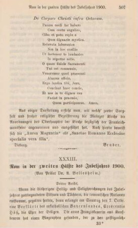 507-528 Rom in der zweiten Hälfte des Jubeljahres 1900 : dritter Artikel