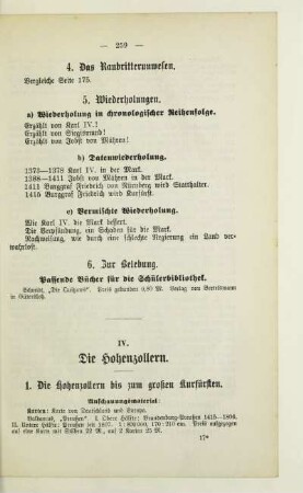IV. Die Hohenzollern