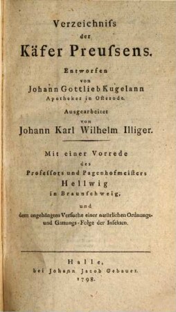 Verzeichniss der Käfer Preussens