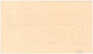 Garten Dr. Bolle, Berlin-Dahlem. Umbau: Ansicht des Obstspaliers, Grundriss der Autoeinfahrt mit Rabatte 1:100 (Lichtpause von Inv.Nr. HH 0227,005)