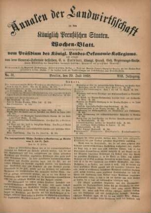 No. 31. Berlin, den 29. Juli 1868. VIII. Jahrgang.