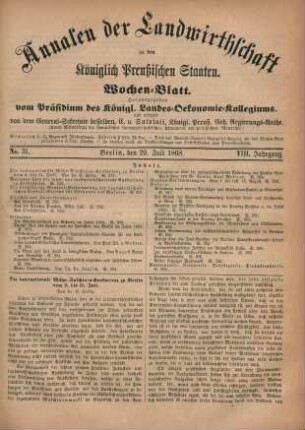 No. 31. Berlin, den 29. Juli 1868. VIII. Jahrgang.