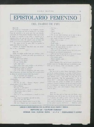 Epistolario femenino : Del diario de Fifi