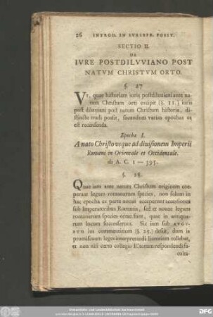 Sectio II. De Iure Postdiluviano Post Natum Christum Orto.