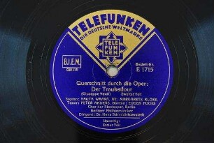 Querschnitt durch die Oper : Der Troubadour; Zweiter Teil / (Giuseppe Verdi)