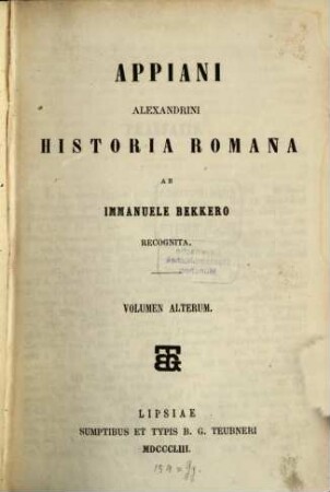 Appiani Alexandrini Historia Romana. 2