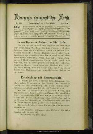 Schwefligsaures Natron im Fixirbade