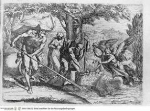 Pensieri diversi lineati et intagliati d'Anibale Carracci, Kinder werden aus einem Fluß durch einen Engel und andere Figuren gerettet (Taf. IIIIII [S.8])